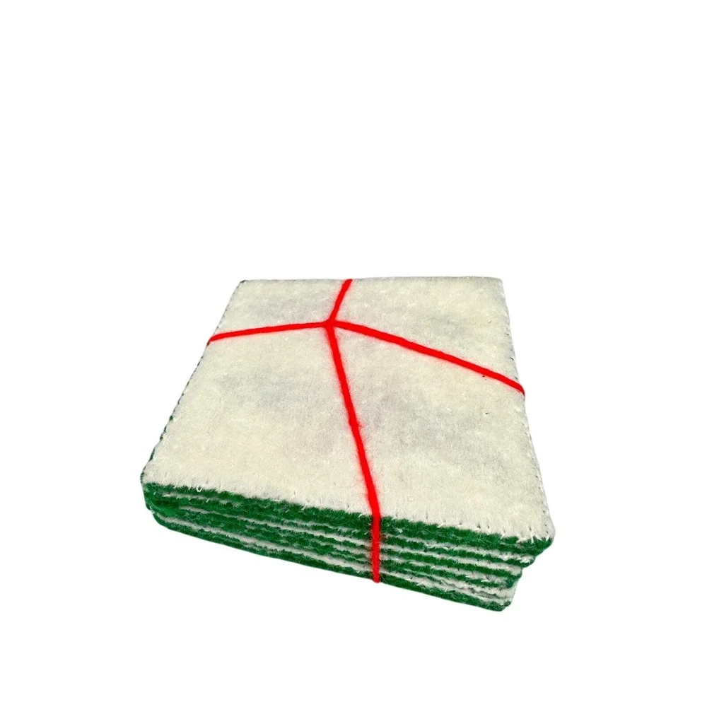 Vintage Needlepoint Christmas Coasters Set of‎ 8 Holly Poinsettia Handmade